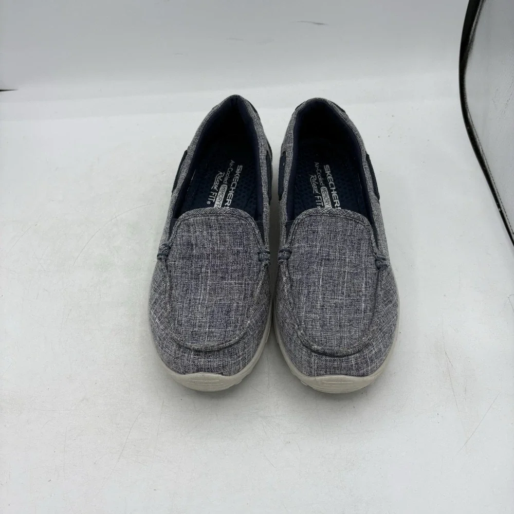 Skechers Boat Shoes Womens Size 6 Reggae Fest Goodnight Navy Blue Gray Slip On